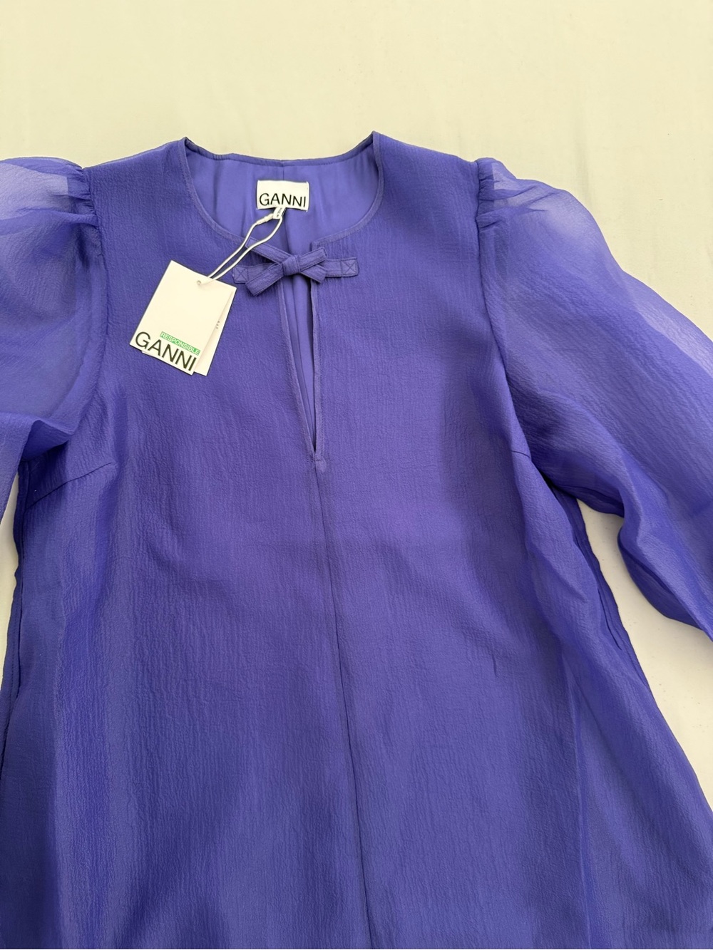 NWT Ganni | Organza A-shaped Mini Dress | Simply Purple size 42